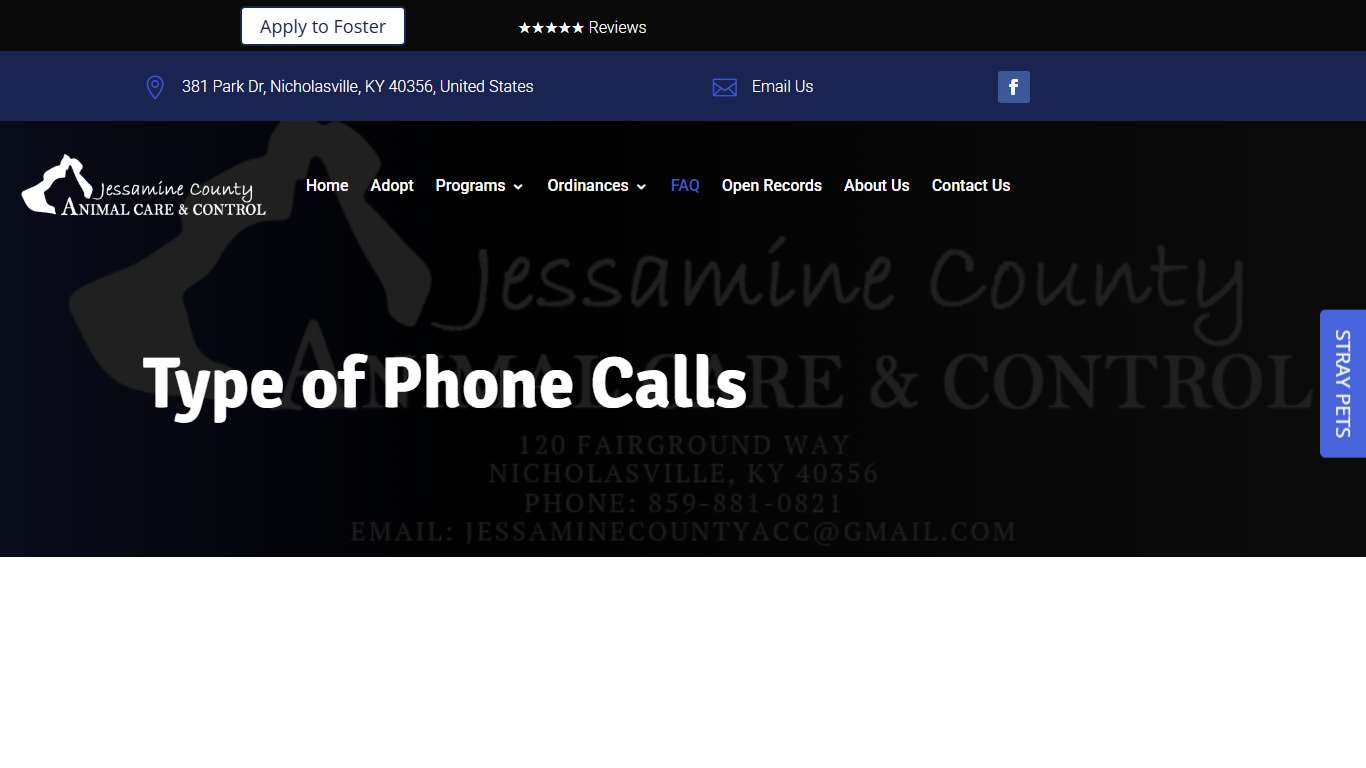 Pet Adoption FAQ for Jessamine County, KY | JCACC